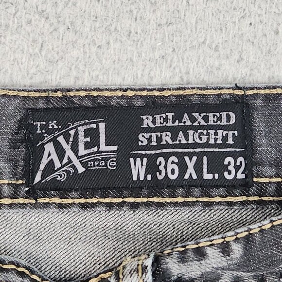 Axel Jeans Mens 36x32 Relaxed Straight Leg Denim Faded Black Baggy Denim Pants - Picture 8 of 11